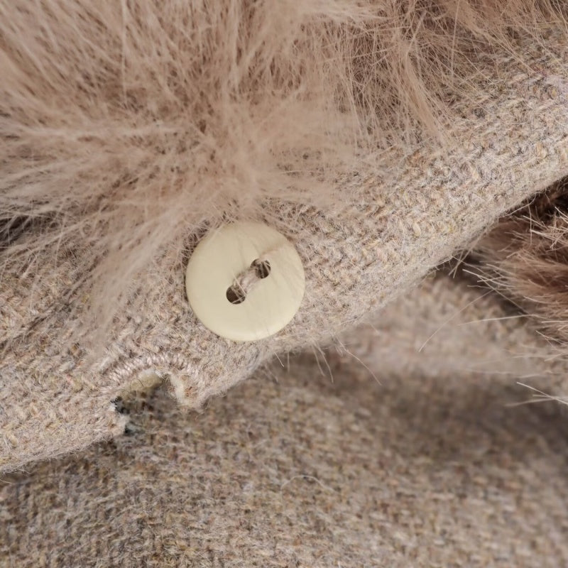 Longline Coat with Faux Fur Collar