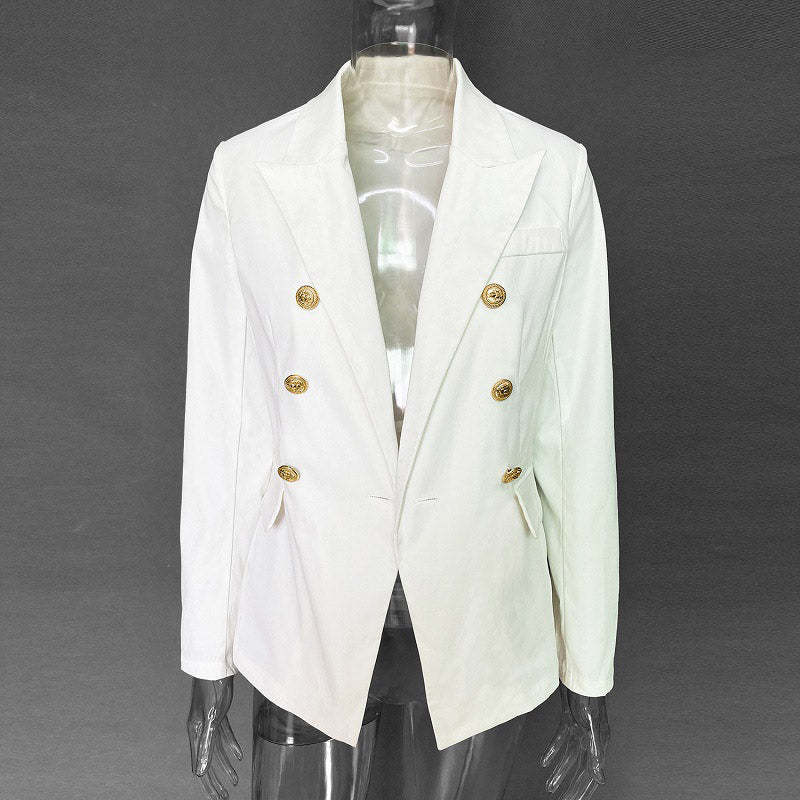 Double-Breasted Blazer with Buttons