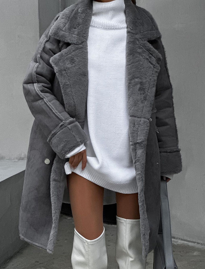 Shearling-Lined Oversized Coat