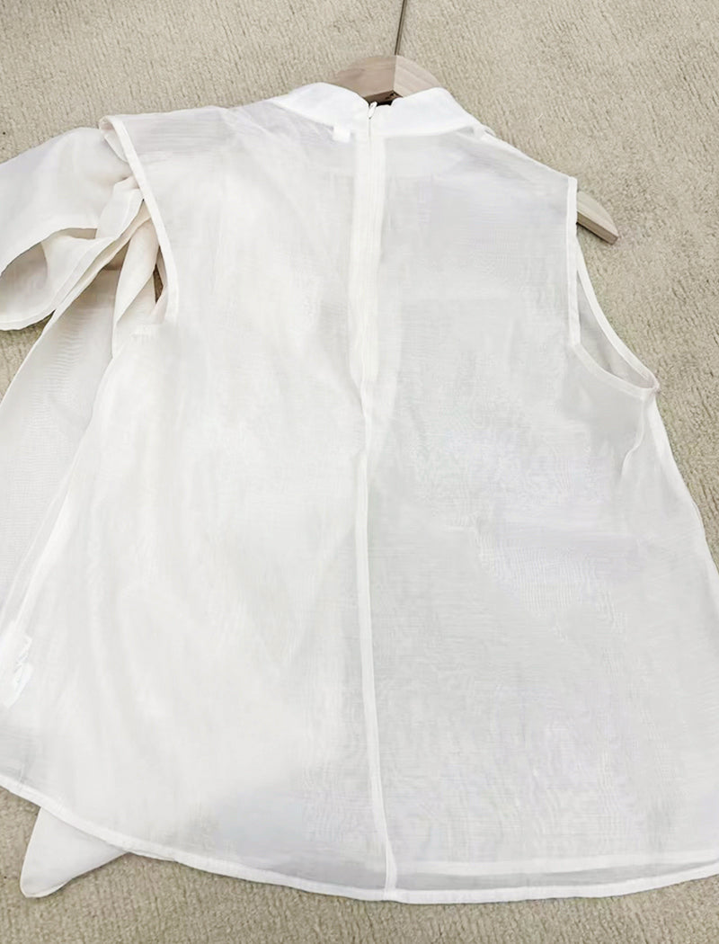 Solid Bow Sleeveless Top