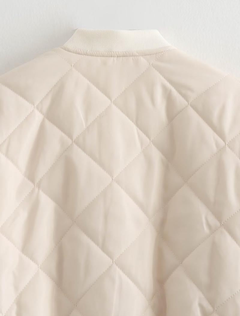 Quilted Cropped Bomber Jacket