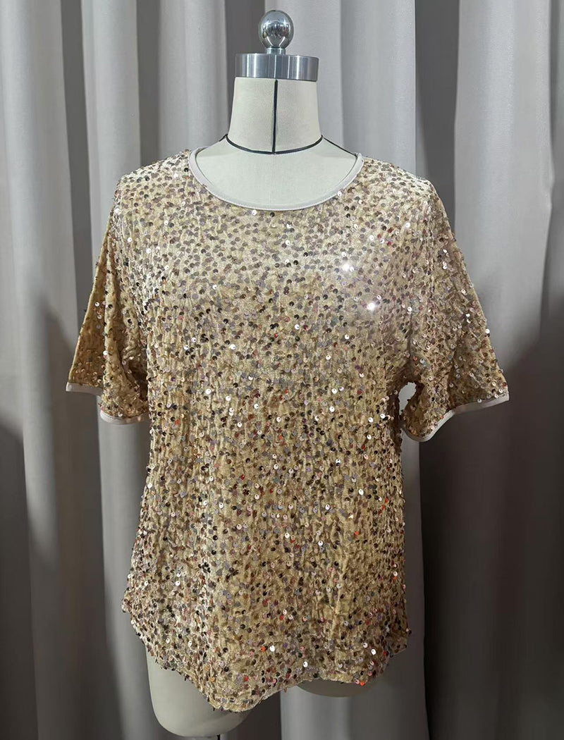 Short-Sleeve Sequin Top
