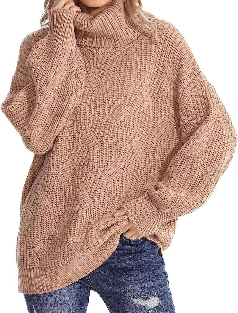 Oversized Turtleneck Knit Sweater
