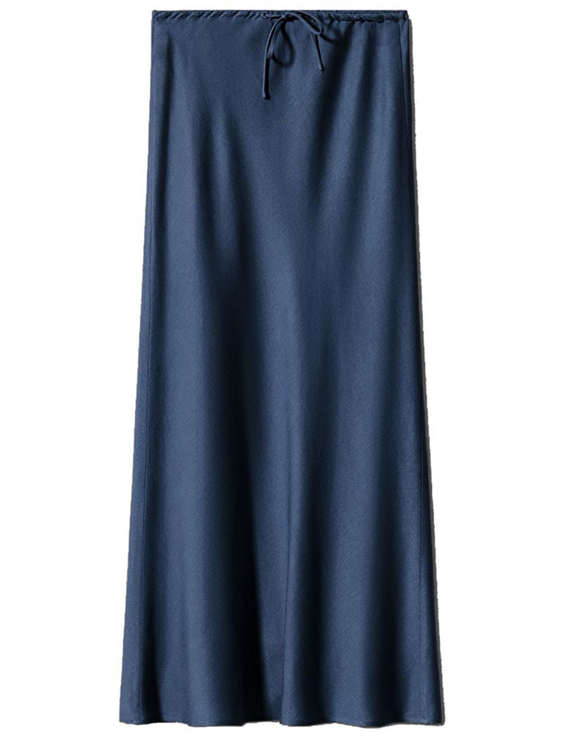 Drawstring Satin Maxi Skirt