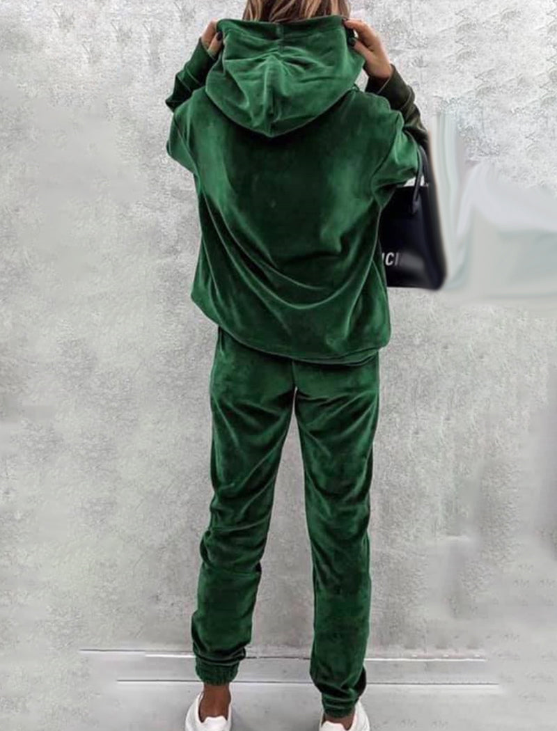 Velour Hoodie and Jogger Lounge Set