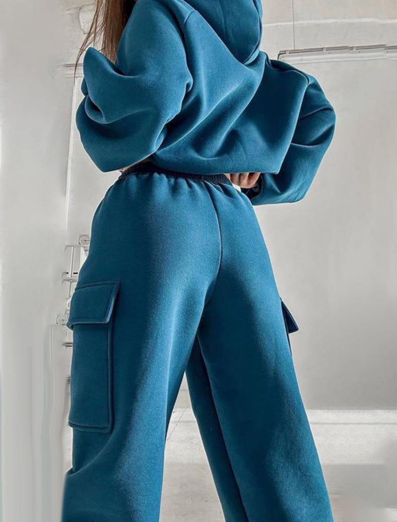 Cozy Fleece Hoodie and Cargo Joggers Set