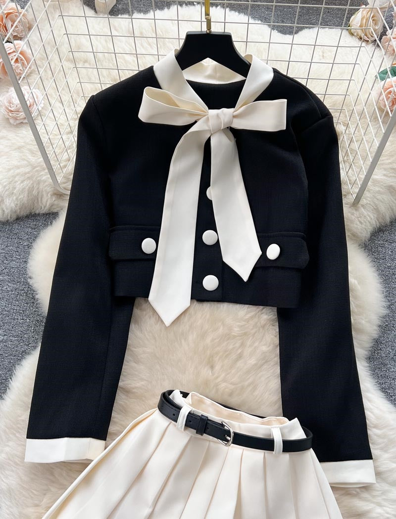 Cropped Jacket and Pleated Skort Set