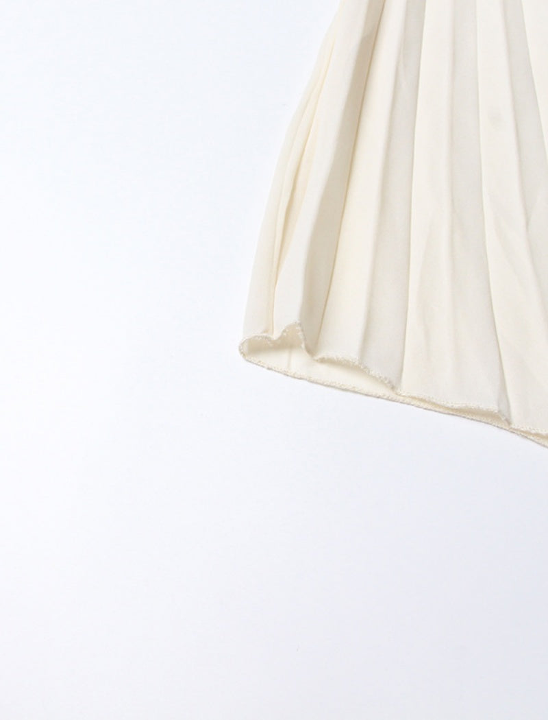 Asymmetrical Pleated Skirt with Button Details