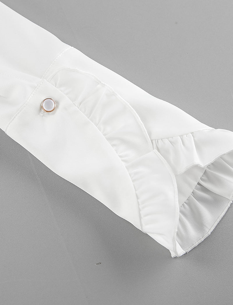 Ruffle Trim Long Sleeve Shirt