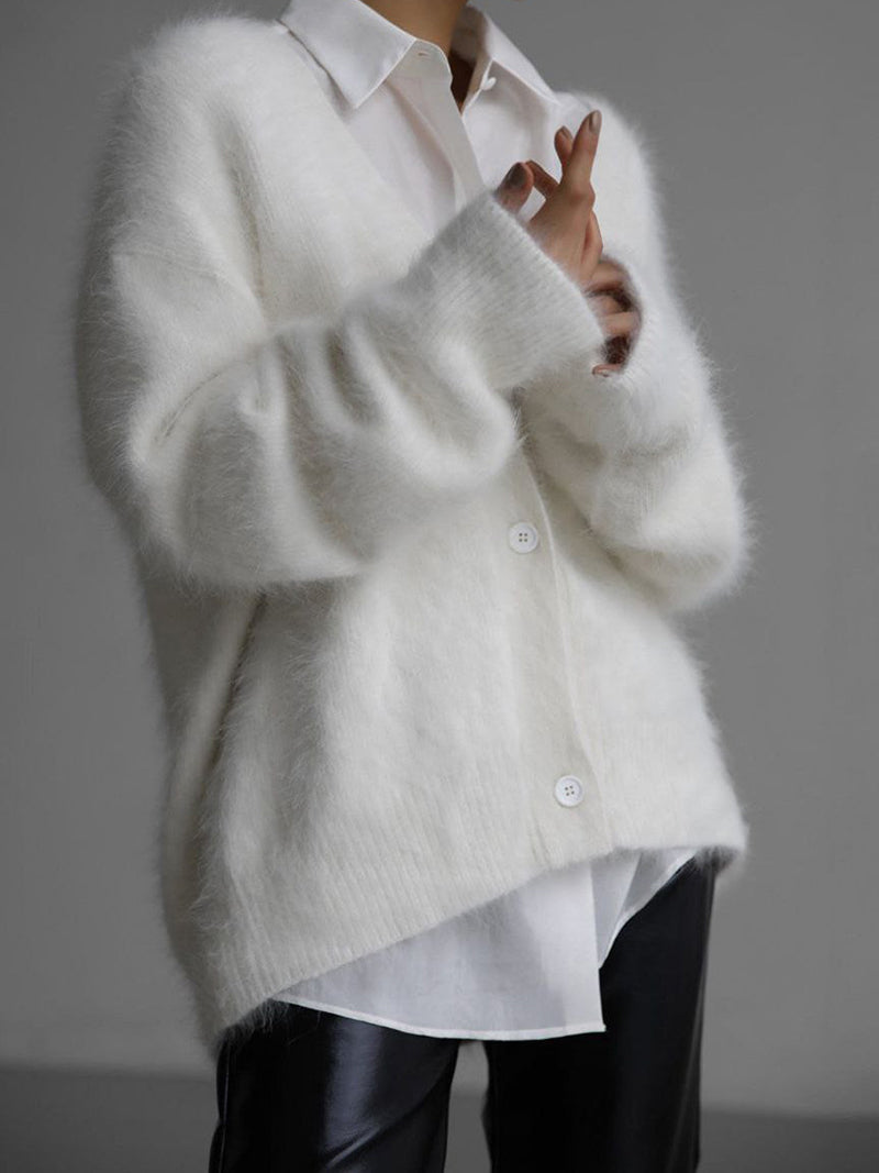 Fluffy Oversized Buttoned Cardigan