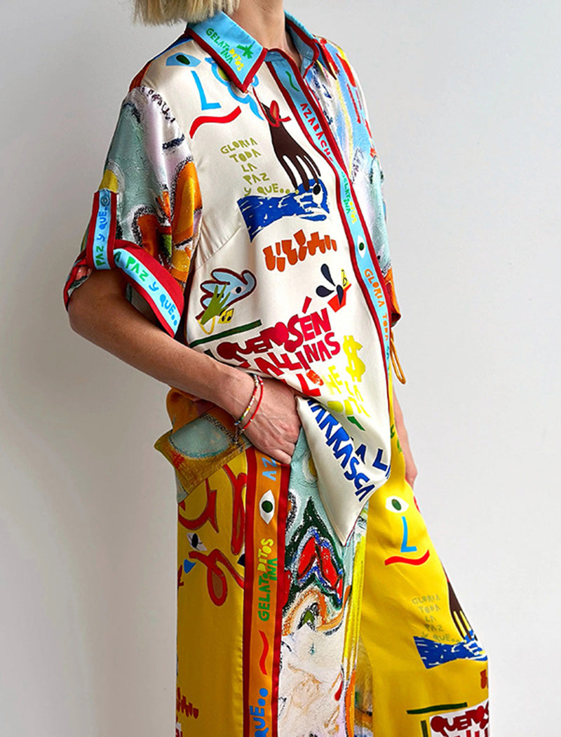 Colorful Print Shirt and Pants Set