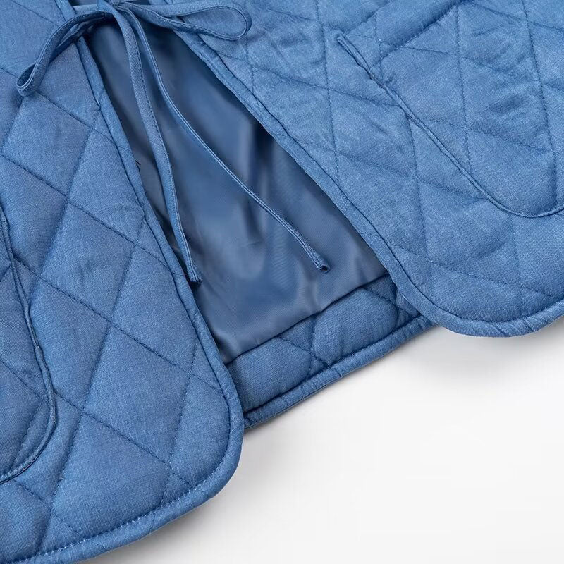 Ruffle Collar Quilted Jacket