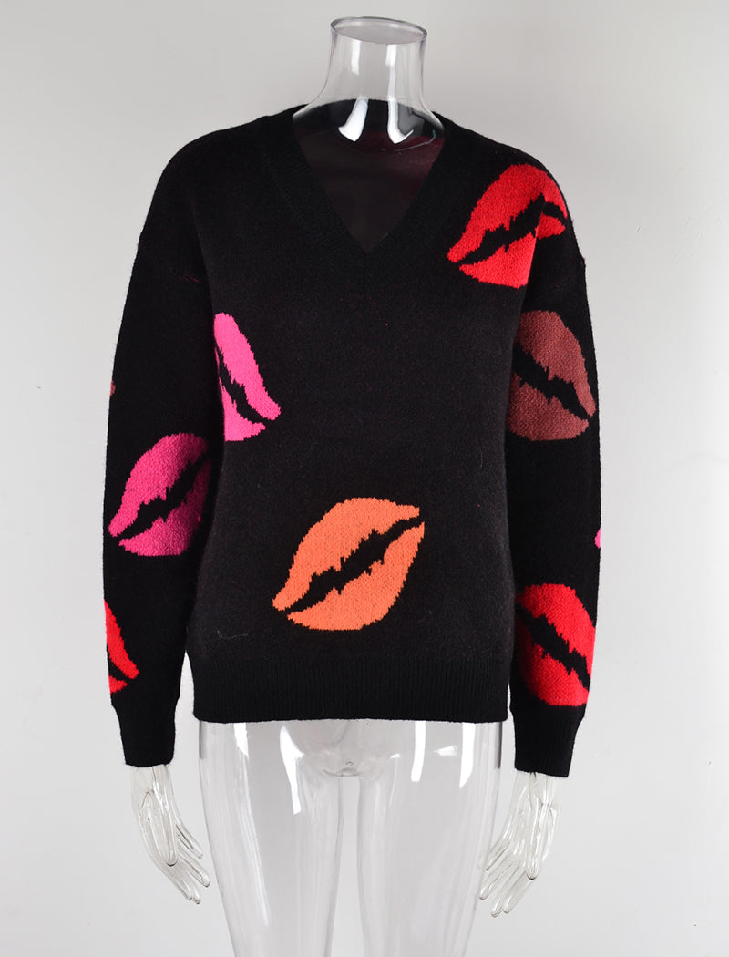 V-Neck Knit Pullover Sweater