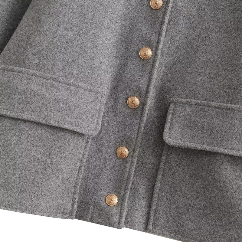 Collared Coat with Large Pockets