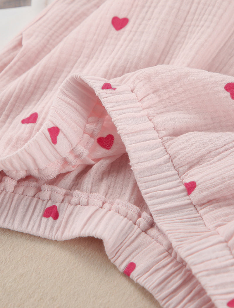 Heart Print Long Sleeve Pajama Set