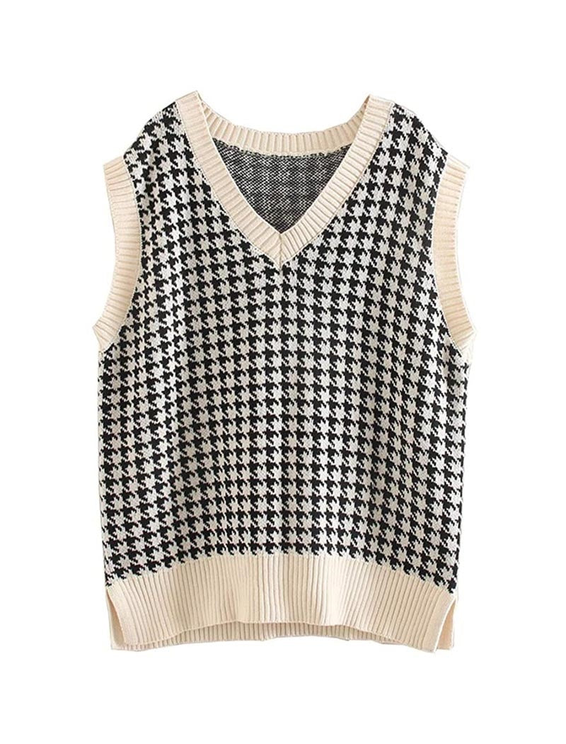 Houndstooth Knit Vest
