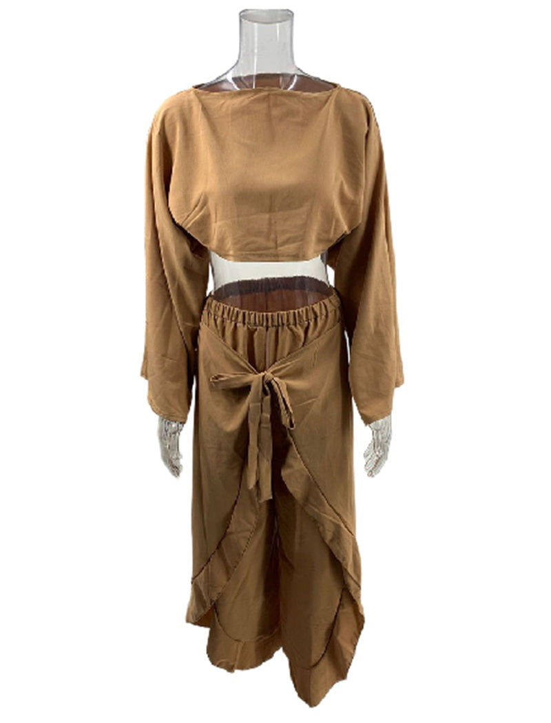 Flowy Crop Top and Pants Set