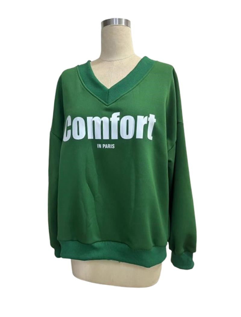 V-Neck Comfort Print Pullover