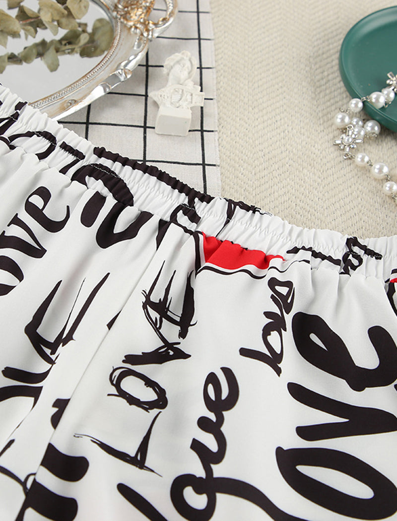 Heart Print Camisole and Shorts and Cover-Up Set