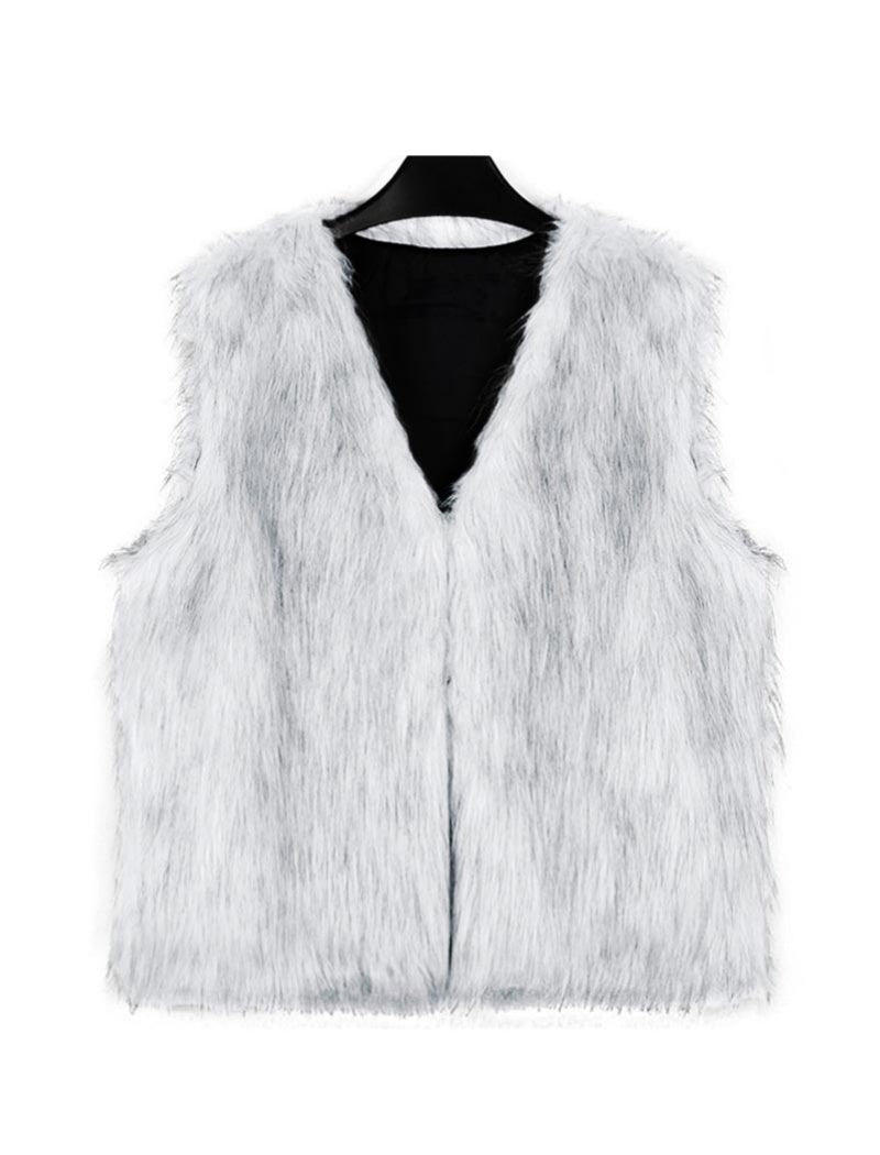 V-Neck Faux Fur Vest