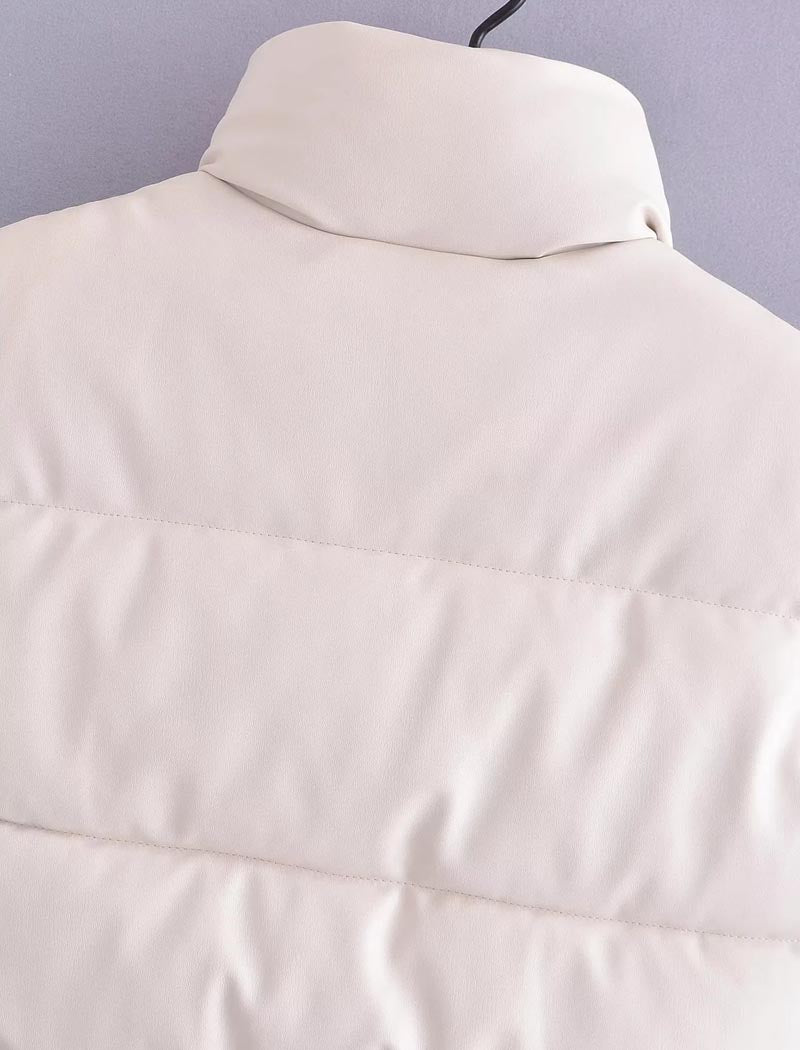 Cropped Padded Vest With High Collar