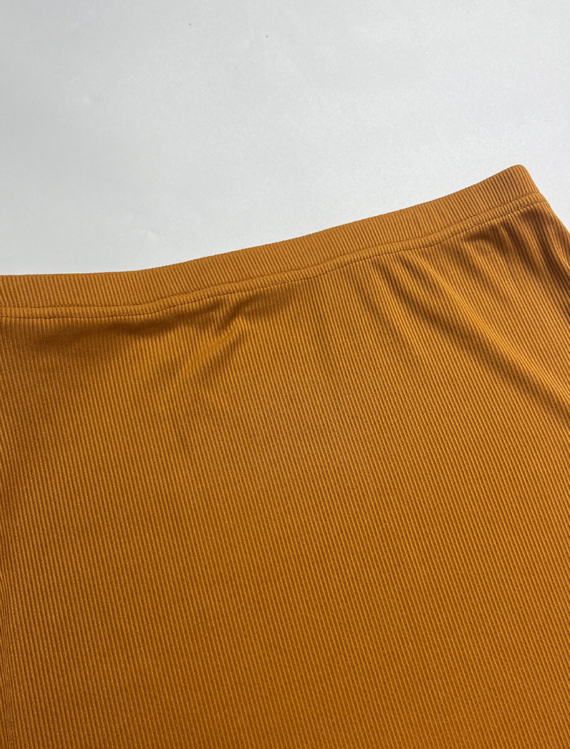 Solid Knit Crewneck Top and Slit Long Skirt Set