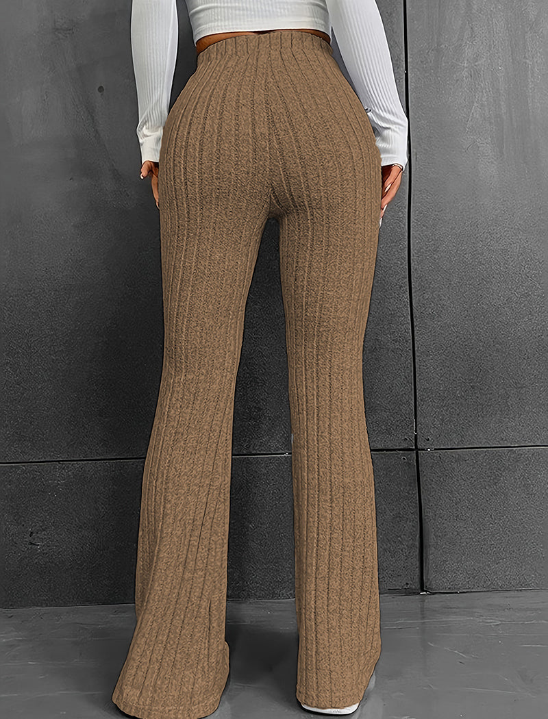 Ribbed High-Waisted Flare Pants