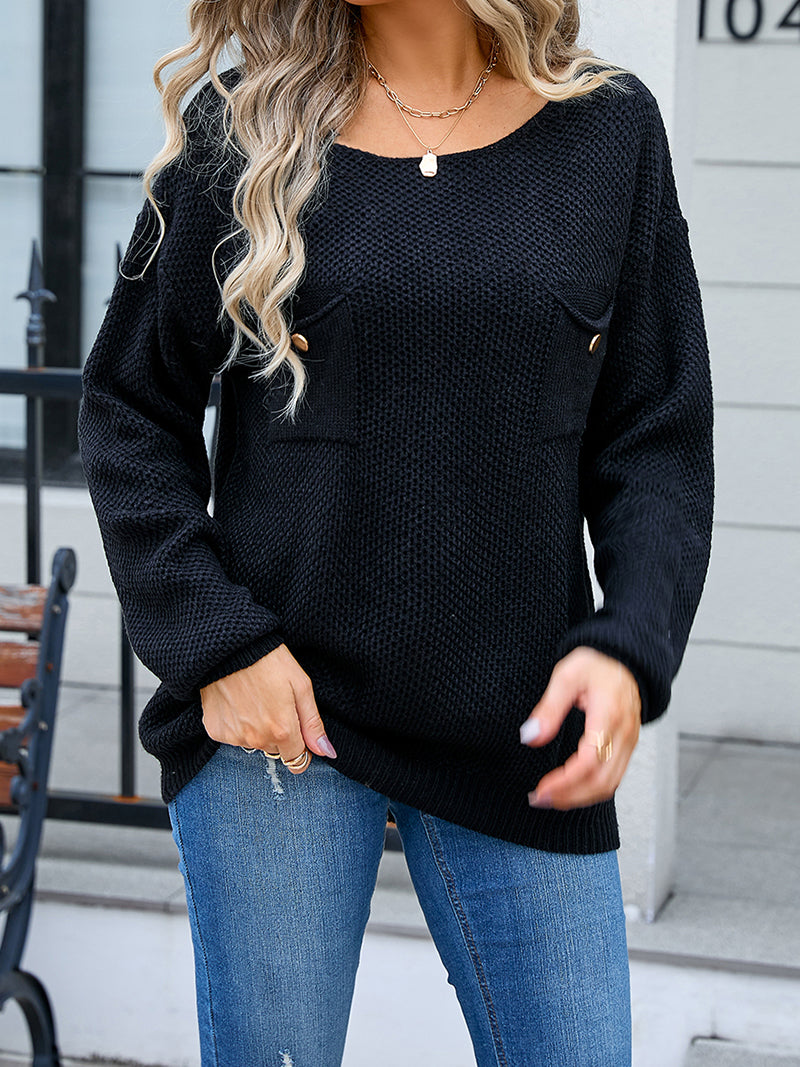 Solid Pocketed Sweater