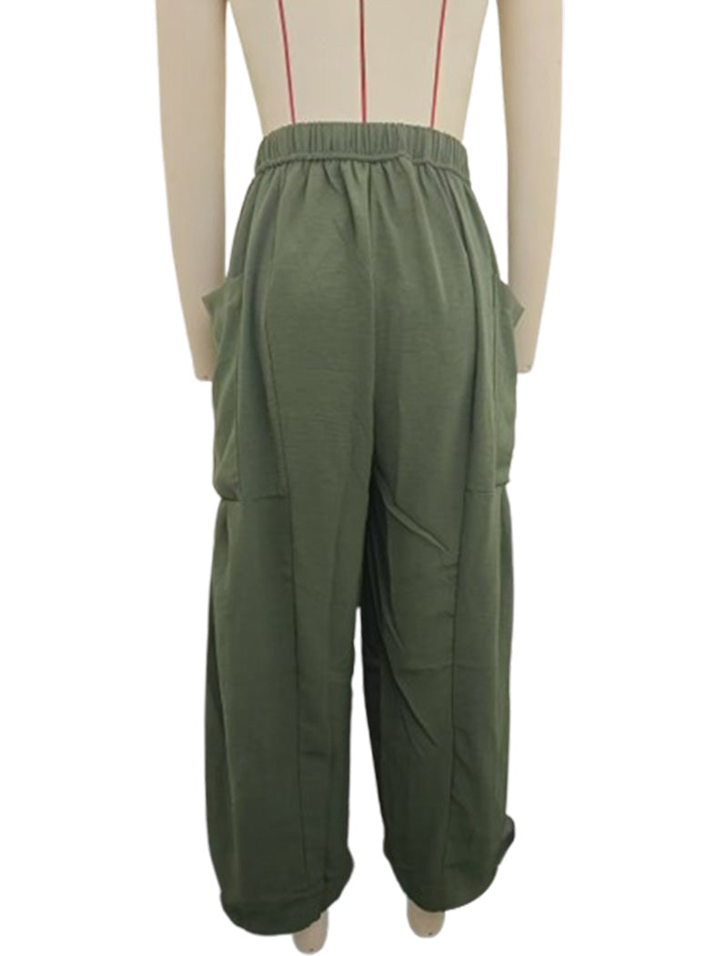 Drawstring Wide-Leg Cargo Pants