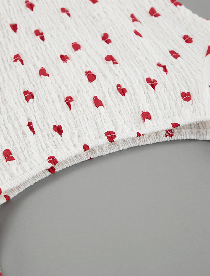 Heart Print Slit Long Sleeve Nightgown