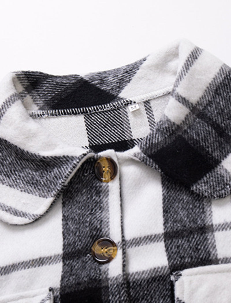 Plaid Lantern Sleeve Coat