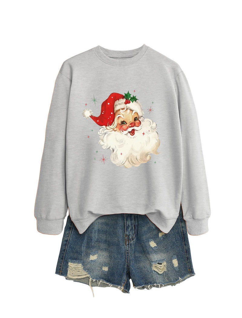 Vintage Santa Print Casual Top