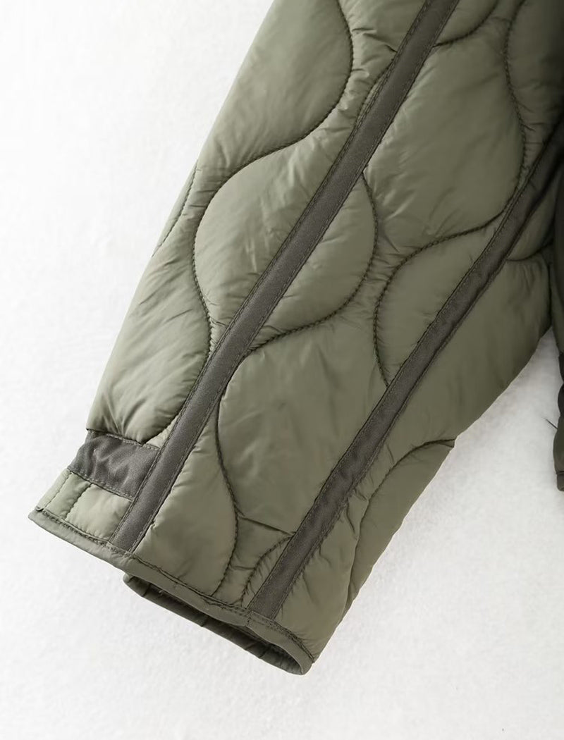 Quilted High-Collar Oversized Jacket