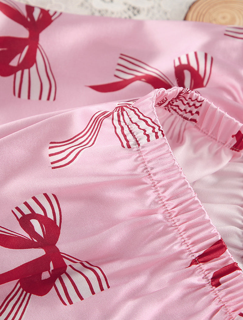 Long Sleeve Bow-Print Pajama Set