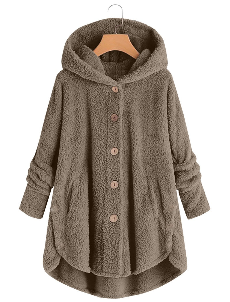 Button-Up Cozy Hooded Jacket