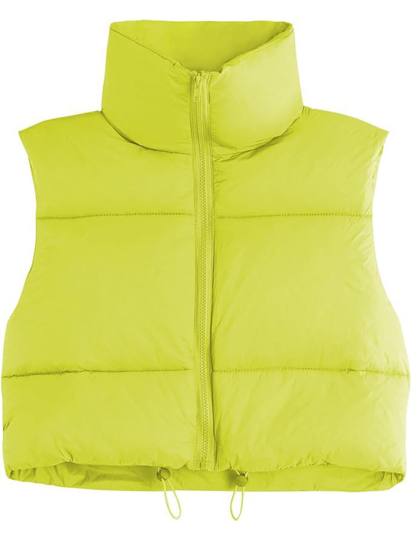 Cropped Puffer Vest with High Collar
