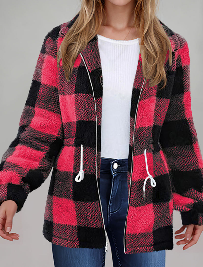 Plaid Pattern Zipper Jacket