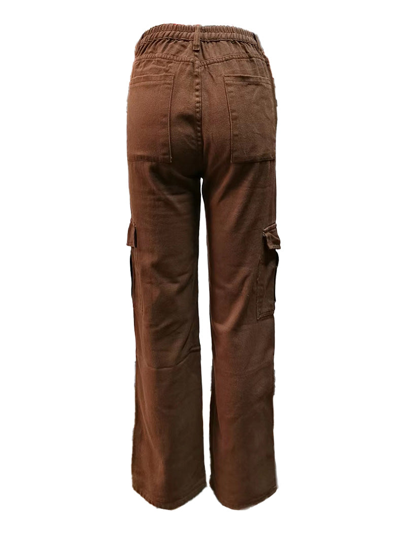 Denim Semi-Elastic Cargo Pants