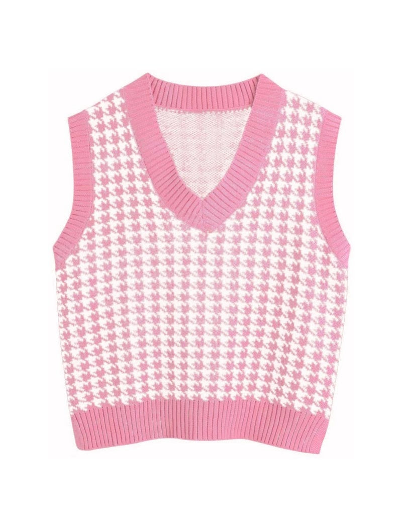 Houndstooth Knit Vest