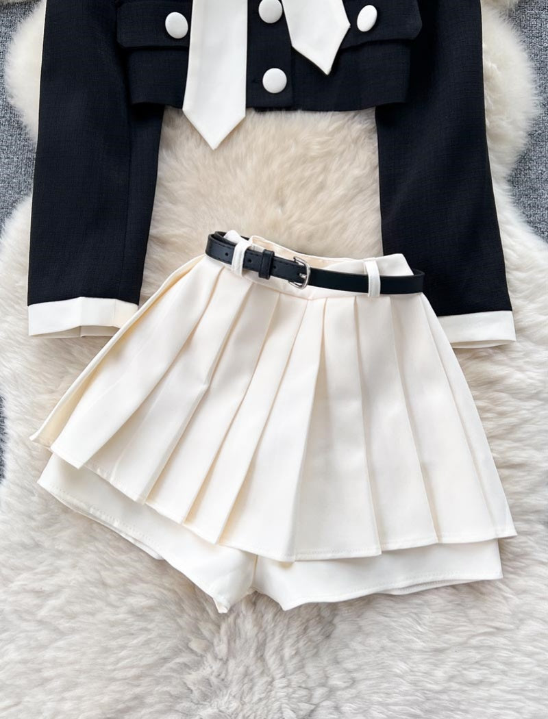 Cropped Jacket and Pleated Skort Set