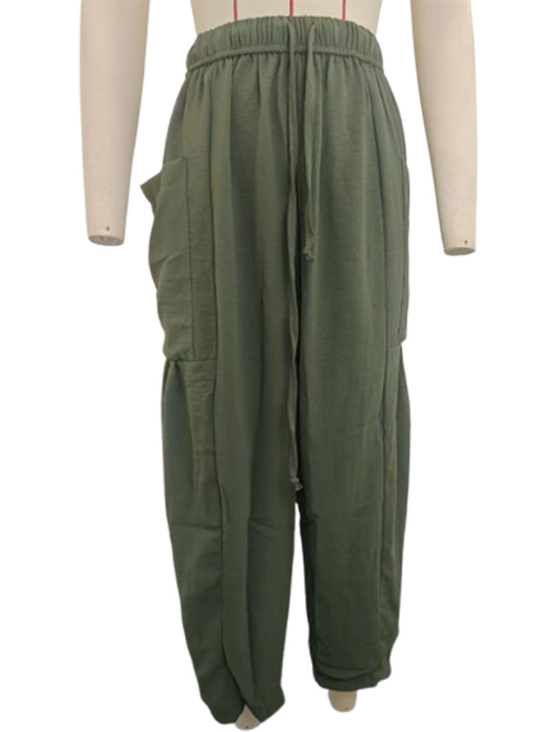 Drawstring Wide-Leg Cargo Pants