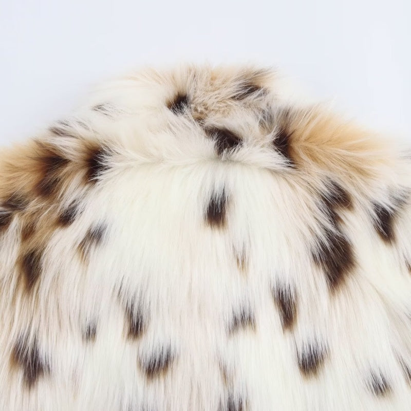 Faux Fur Animal Print Coat