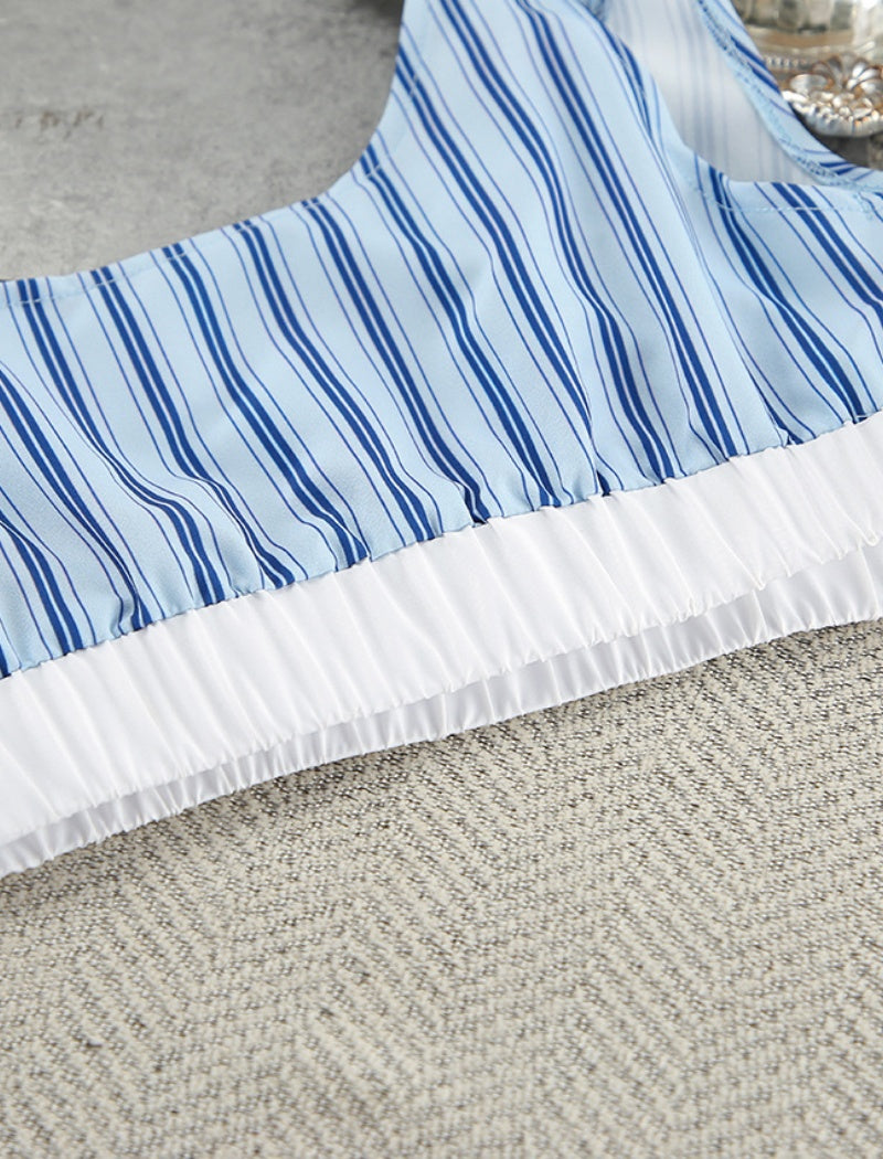Striped Lounge Set with Wide-Leg Pants