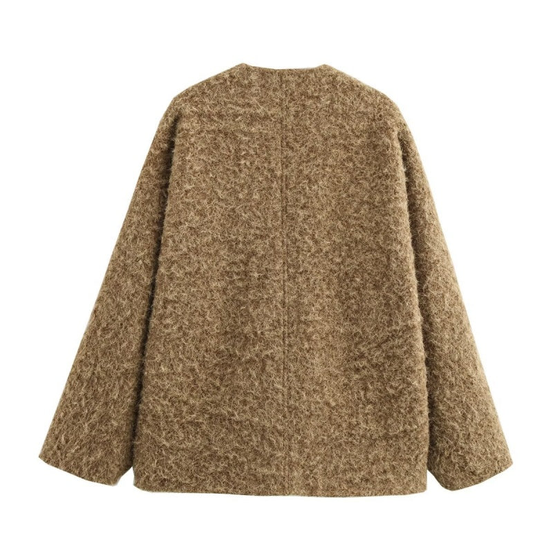 Tie-Waist Knit Long Sleeve Coat