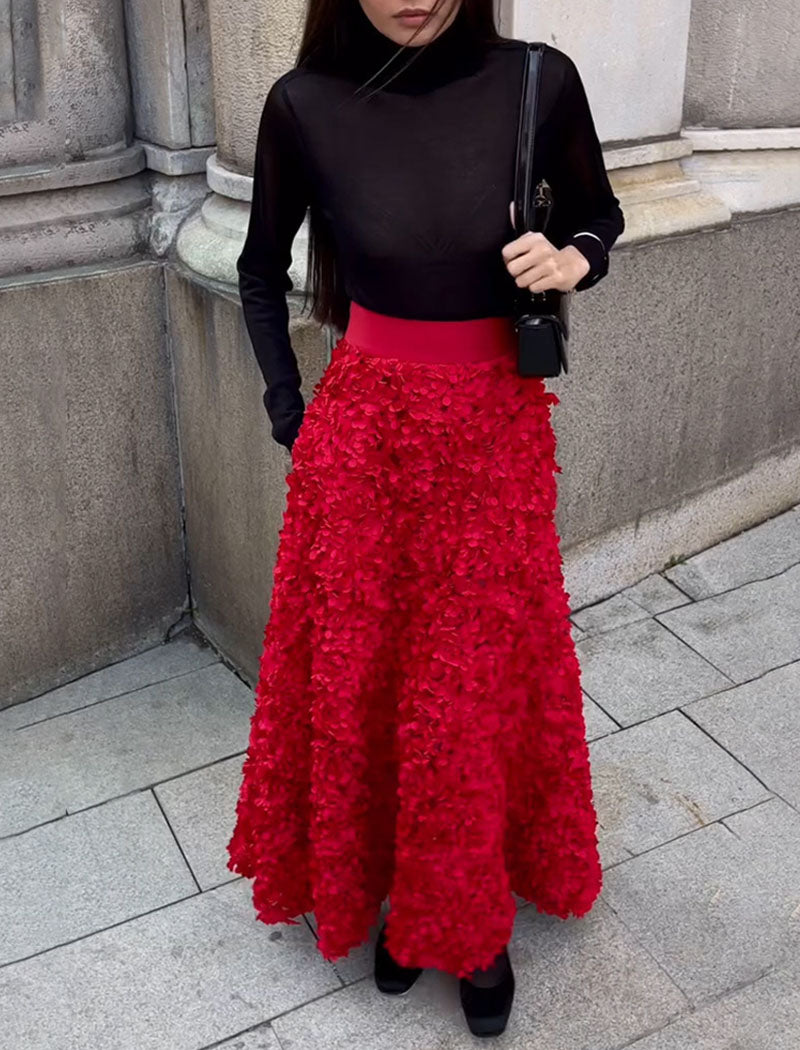 Floral Print High Slit Maxi Skirt