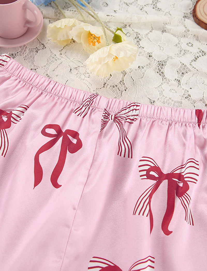 Long Sleeve Bow-Print Pajama Set