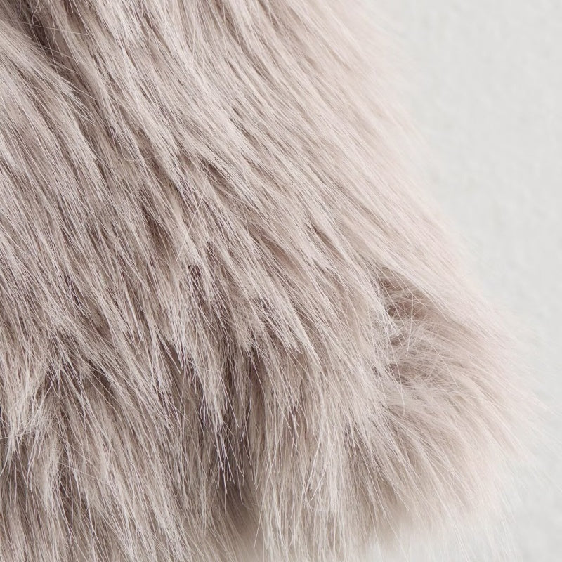 Loose Faux Fur Collar Coat