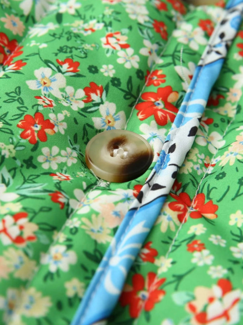 Patchwork Button-Up Quilted Jacket