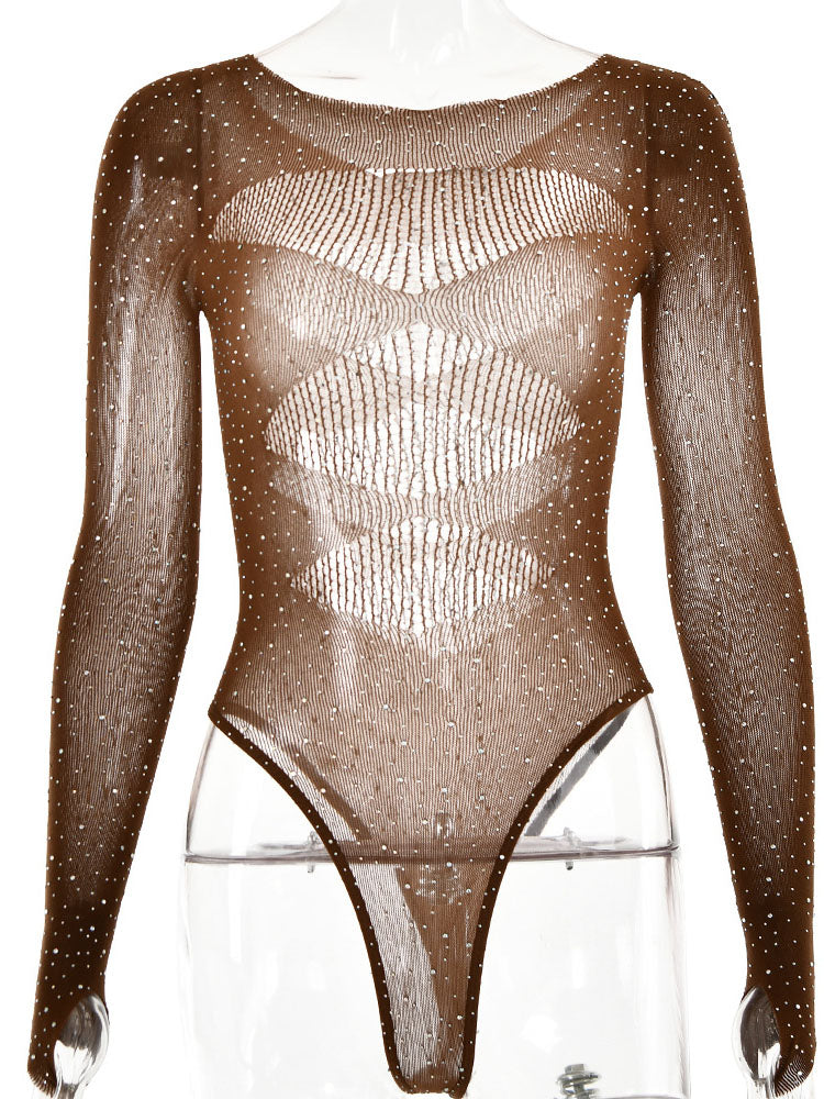 Sheer Mesh Rhinestone Bodysuit