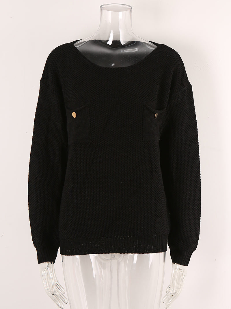 Solid Pocketed Sweater